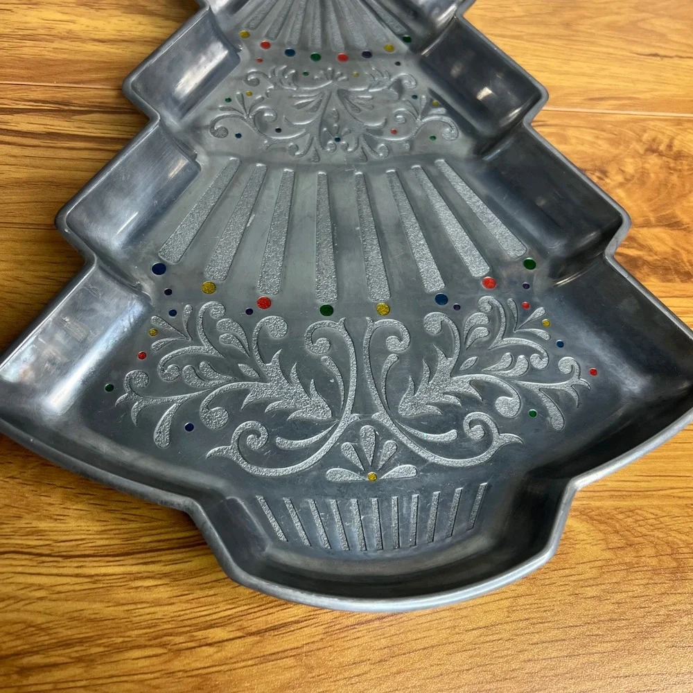 Gorham Christmas In Color Tree Platter Dish 14.5